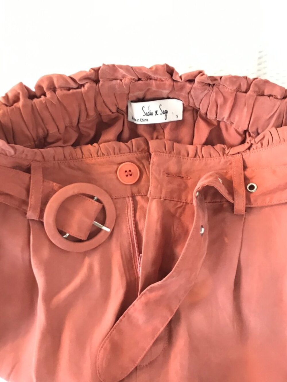Sadie & Sage – Terracotta Belted Shorts | High Waist Paper Bag | NWT Size Small - Picture 6 of 10